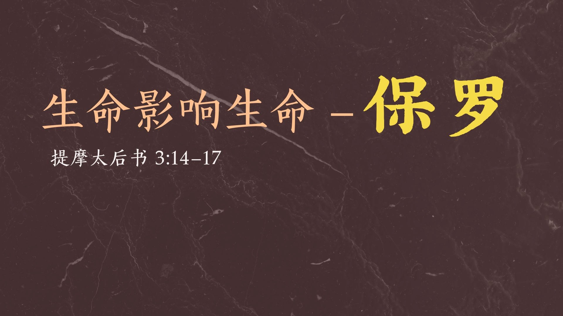 生命影响生命 — 保罗 - 许谭陌牧师